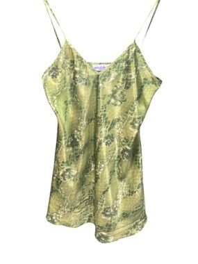Nicolette Green Floral Slip Tank Top size Large